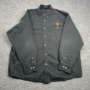 LA Loving Button Up Shirt Mens XXL Black Thunderbird Embroidered Workwear